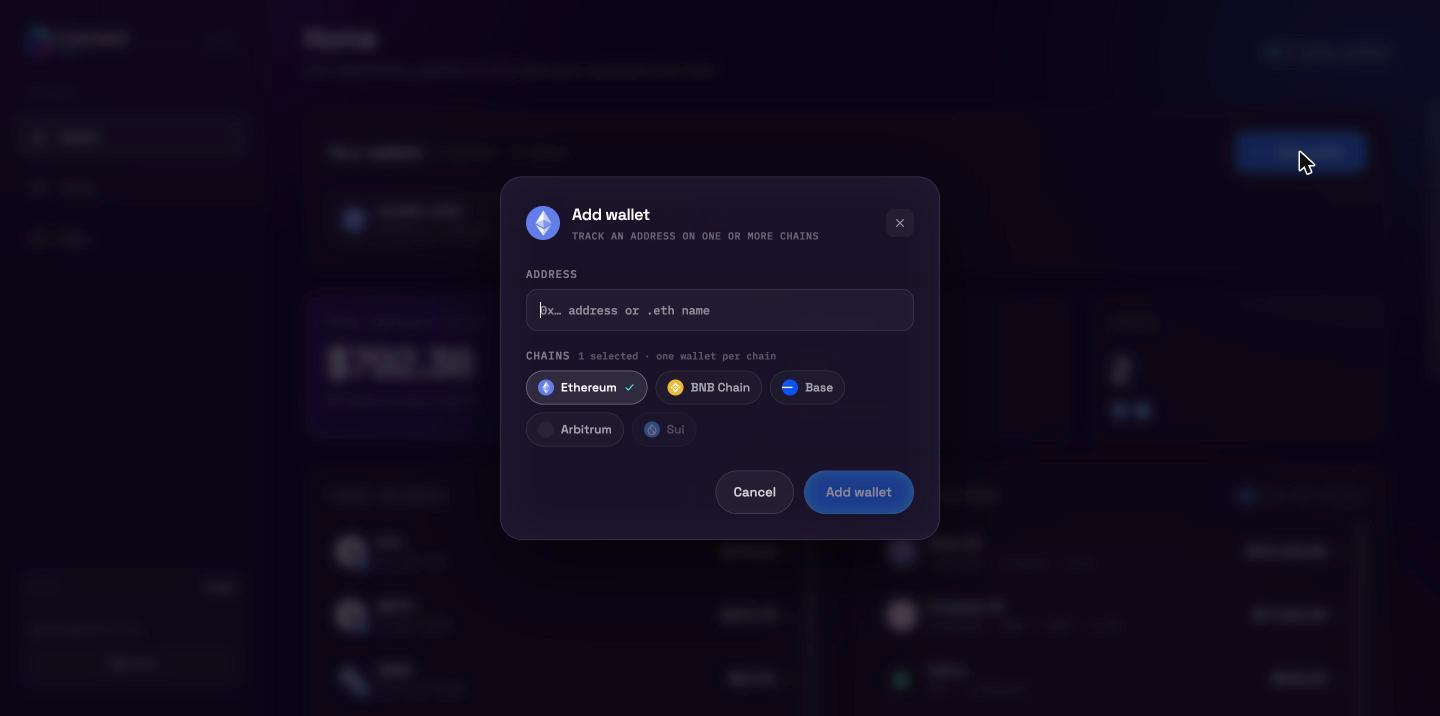 Add wallet dialog